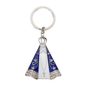 Chaveiro Nossa Senhora Aparecida com Strass, Prata e Dourado – 11652